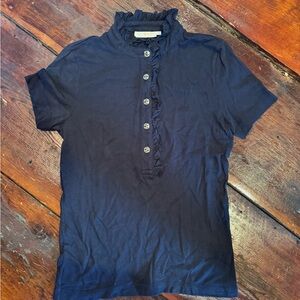 Tory Burch Midnight Blue Ruffle Blouse - like new. Worn rarely.